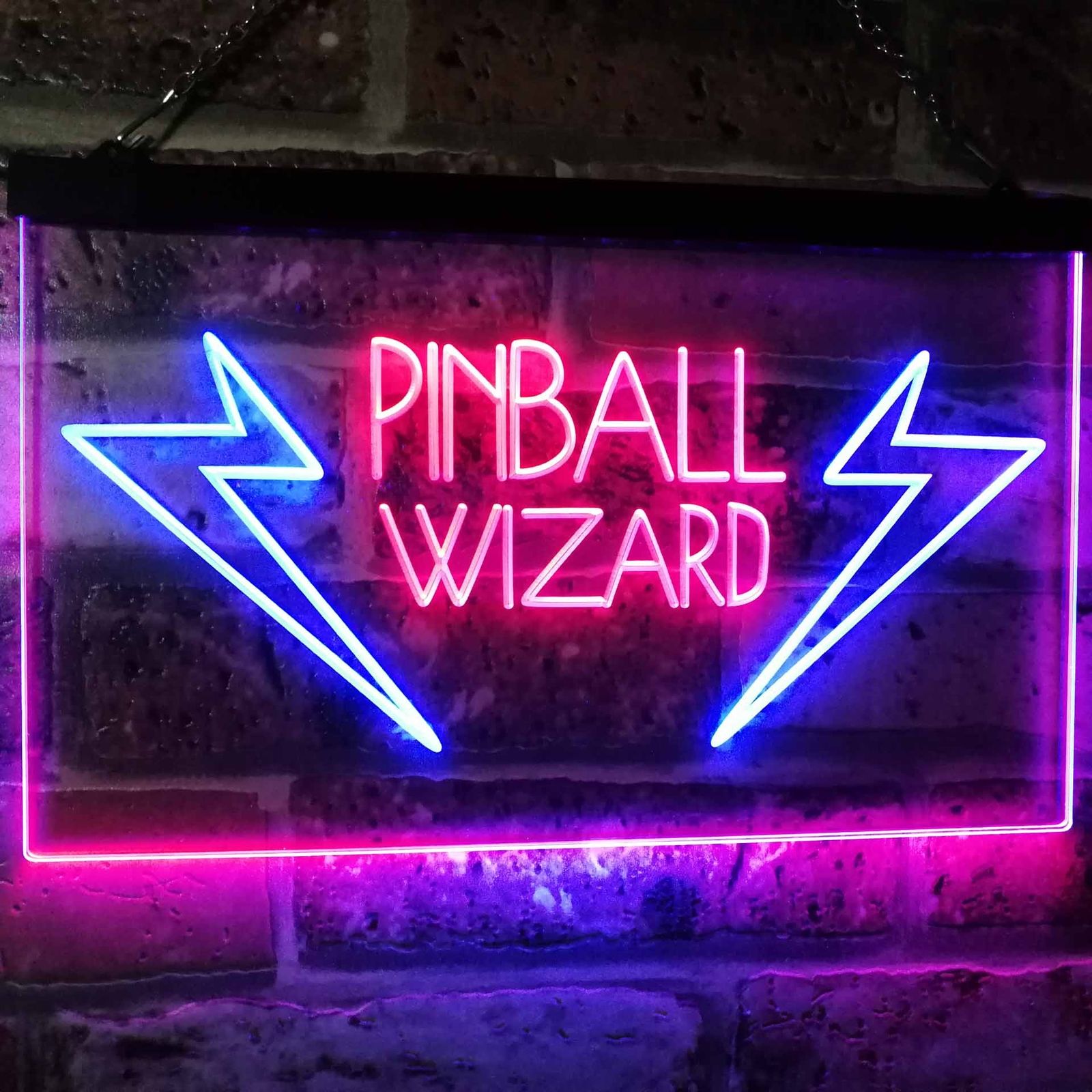 Pinball Wizard Game Room Dual Color Led Neon Sign